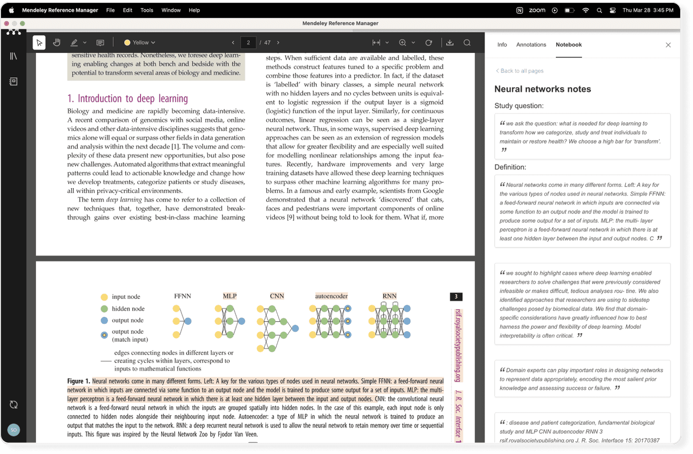 Mendeley notebook
